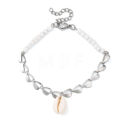 Shell & Seed Beads Bead Bracelets BJEW-JB14136-02-1