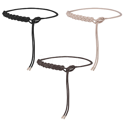 3Pcs 3 Colors PU Leather Rope Knot Tie Waist Belly Belts for Women AJEW-CL0003-71B-1