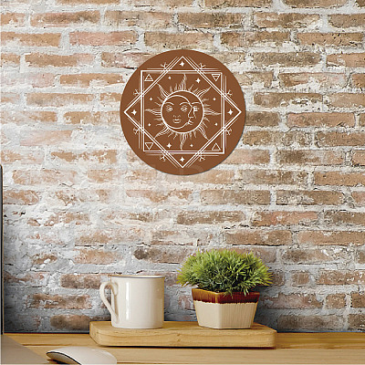 Creative Natural Wooden Wall Hanging Decoration AJEW-WH0331-008-1