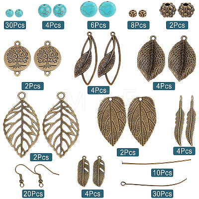 SUNNYCLUE DIY Gemstone and Leaf Dangle Earring Making Kit DIY-SC0018-94-1