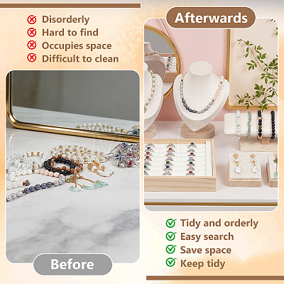 6Pcs 4 Styles VelvetJewelry Display Stand Sets NDIS-DR0001-03-1