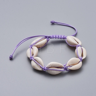 Natural Cowrie Shell Braided Beads Bracelets BJEW-JB05057-1