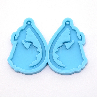 Teardrop with Lady Silicone Statue Pendant Molds DIY-WH0175-52-1