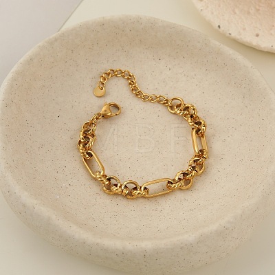 304 Stainless Steel Figaro Chains Bracelets for Women SA-CBA4051-10G-1