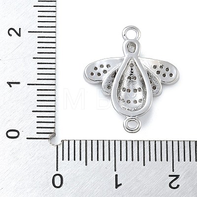 Rack Plating Brass Micro Pave Clear Cubic Zirconia Bee Connector Charms KK-A234-072P-1