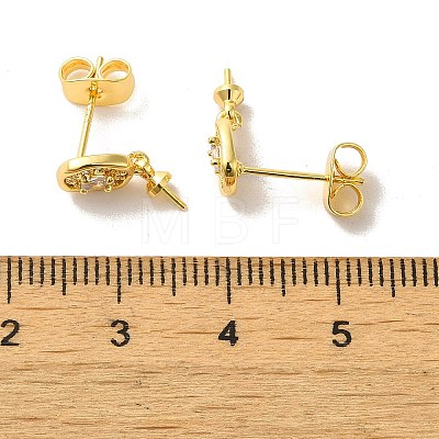 Brass Micro Pave Cubic Zirconia Studs Earrings Findings EJEW-H128-05G-1