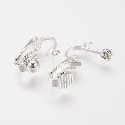 Brass Clip-on Earring Findings KK-E491-S-1