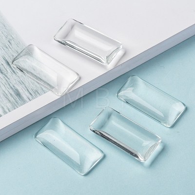Transparent Rectangle Glass Cabochons X-GGLA-R025-38x19-1
