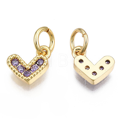 Brass Micro Pave Cubic Zirconia Charms KK-N227-33G-08-NF-1