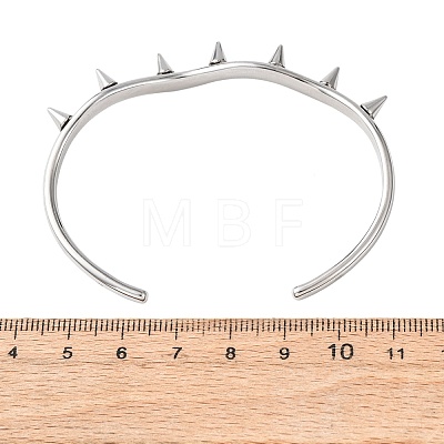 304 Stainless Steel Spiked Cone Open Cuff Bangles for Women BJEW-B165-01P-1