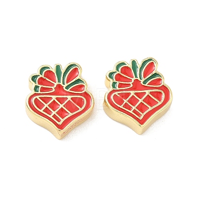 Christmas Brass Enamel Beads KK-I474-G26-1