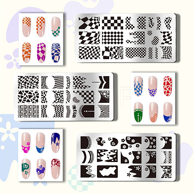 Stainless Steel DIY Nail Art Templates MRMJ-WH0092-017-1