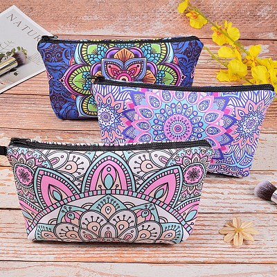 3Pcs 3 Style Polyester Tarp Zip Cosmetic Pouches ABAG-SZ0001-24-1