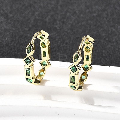 Brass Micro Pave Cubic Zirconia Hoop Earrings EJEW-P322-02G-1