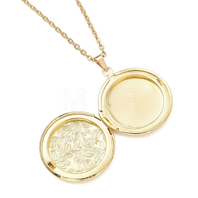 Brass Locket Pendant Necklaces NJEW-JN05906-1