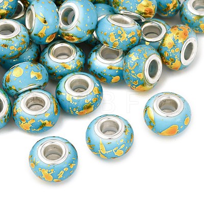 Opaque Resin Rondelle European Beads RESI-Z046-01B-1
