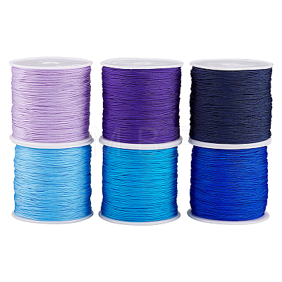   6 Rolls 6 Colors Braided Nylon Thread NWIR-PH0002-07C-1