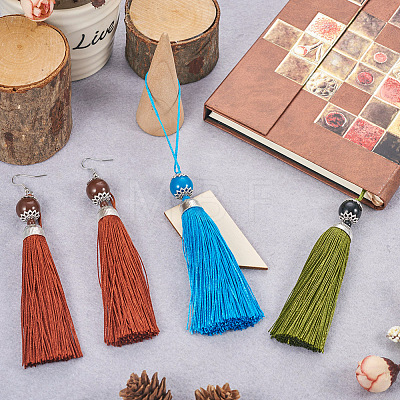  28Pcs 14 Colors Polyester Tassel Big Pendants Decorations HJEW-TA0001-07-1