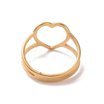 Ion Plating(IP) 201 Stainless Steel Heart Finger Ring RJEW-J051-36G-1