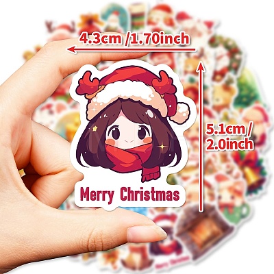 50Pcs Christmas Theme Cartoon Paper Stickers DIY-P085-08-1