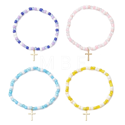 304 Stainless Steel Tiny Cross Charms Bracelets BJEW-JB13462-1