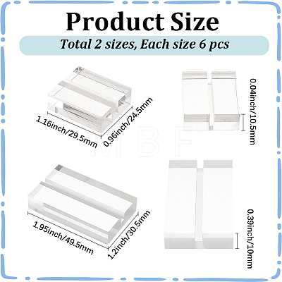 12Pcs 2 Styles Rectangle Acrylic Name Card Holder AJEW-GF0015-03-1