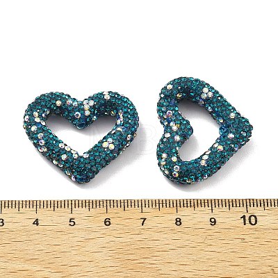Heart Shape Polymer Clay Rhinestone Beads CLAY-NH0001-09B-1