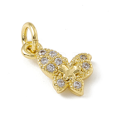 Brass Micro Pave Clear Cubic Zirconia Butterfly Charms ZIRC-F132-88G-1