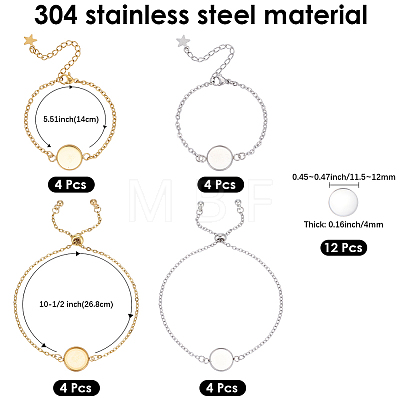 16Pcs 4 Styles 304 Stainless Steel Cable Chain Bracelet Making BJEW-SP0001-29-1