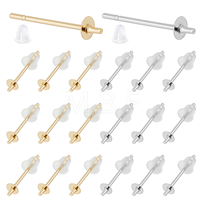 Unicraftale 200Pcs 2 Color 304 Stainless Steel Stud Earring Findings STAS-UN0055-93-1