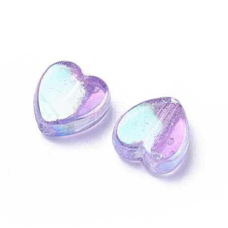 Plum AB color Plated Acrylic Heart Beads X-PL539-820-1