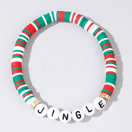 Christmas Jingle Resin & Acrylic Beaded Stretch Bracelets WK2852-3-1