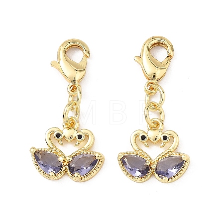 Swan Brass Micro Pave Cubic Zirconia Pendant Decorations CU-B198-07G-1