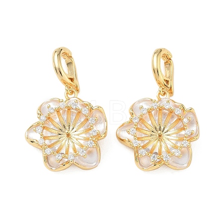 Brass Micro Pave Cubic Zirconia and Enamel Peg Bails Pendants KK-C172-18G-1