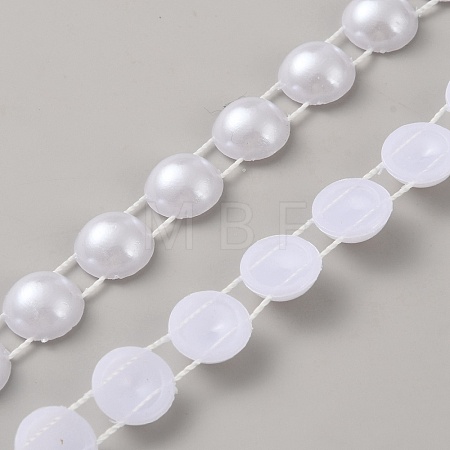 ABS Plastic Pearl Half Round Link Chains CHAC-WH20001-01A-1