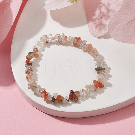 Natural Rutilated Quartz Chips Beaded Stretch Bracelets for Women BJEW-JB10046-14-1