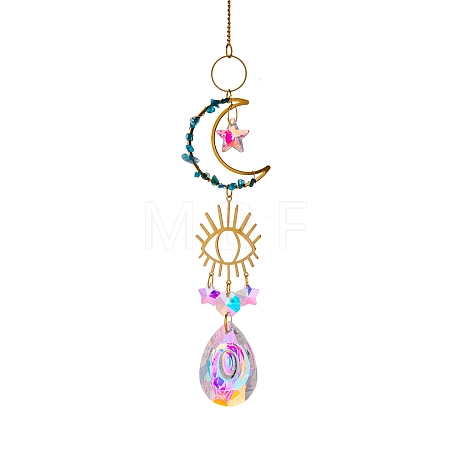 Glass Teardrop/Star Prisms Suncatchers Hanging Ornaments G-PW0004-72B-1