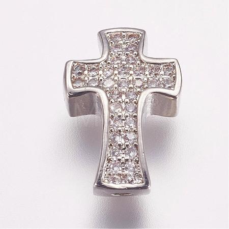 Brass Micro Pave Cubic Zirconia Beads ZIRC-G087-28P-1