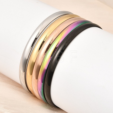 304 Stainless Steel Plain Bangles for Women Men BJEW-Z167-01M-02-1