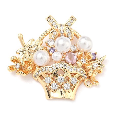Brass Micro Pave Cubic Zirconia Pendants KK-B172-04G-1