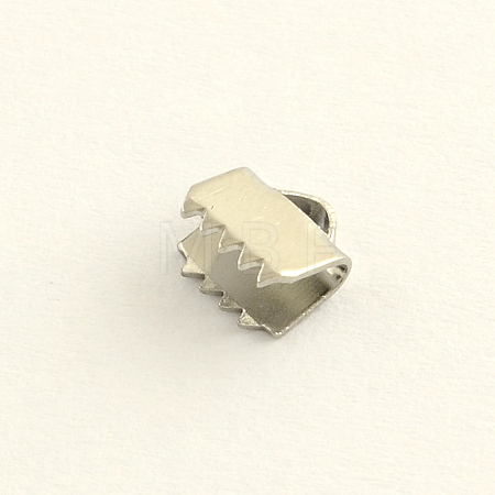 Tarnish Resistant Stainless Steel Ribbon Crimp Ends STAS-Q187-03-1