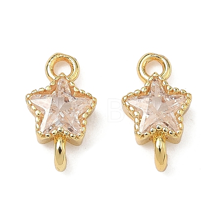 Brass Pave Cubic Zirconia Star Connector Charms LS-KK-P348-08G-03-1