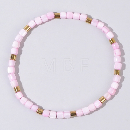 Bohemian Style Natural Shell Column Beads Stretch Bracelets for Women WU0042-4-1