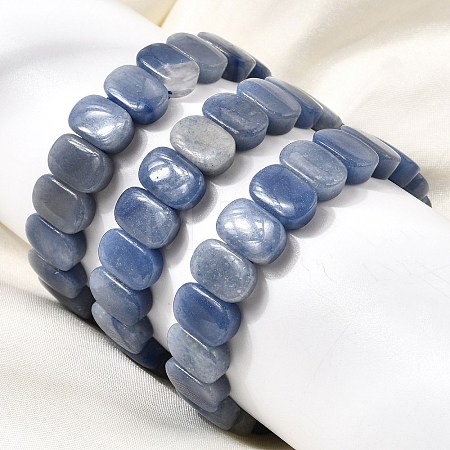 Natural Blue Aventurine Beaded Stretch Bracelets for Women Men BJEW-D461-02A-1