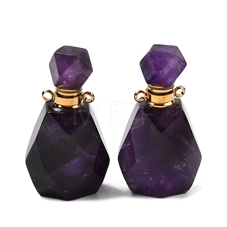 Natural Amethyst Perfume Bottle Pendants G-B149-02G-02-1
