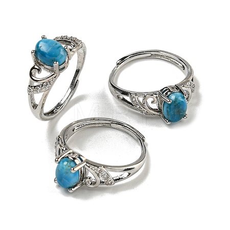 Oval Natural ApatiteAdjustable Rings RJEW-Q818-01P-09B-1