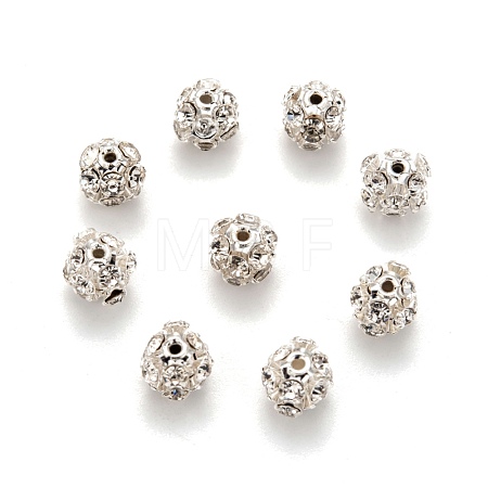Brass Clear Rhinestone Beads RB-A017-8mm-S-1