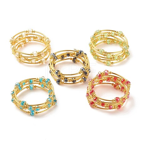 Bling Glass Beaded Wrap Bracelet BJEW-JB07746-1