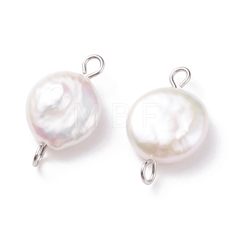 Natural Baroque Pearl Keshi Pearl Connector Charms PALLOY-JF01495-01-1