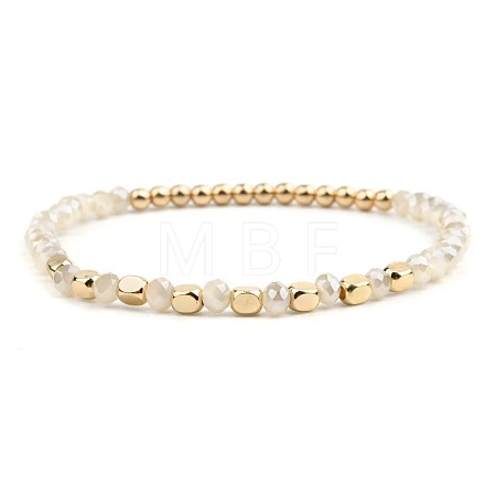 Narual White Jade & Synthetic Non-magnetic Hematite Beads Stretch Bracelets for Women KP6261-2-1